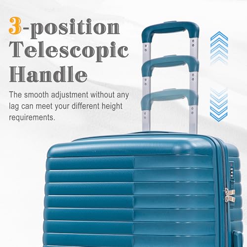 Hardshell 4 Luggage Sets, Lightweight Wave Suitcases with Spinner Wheels