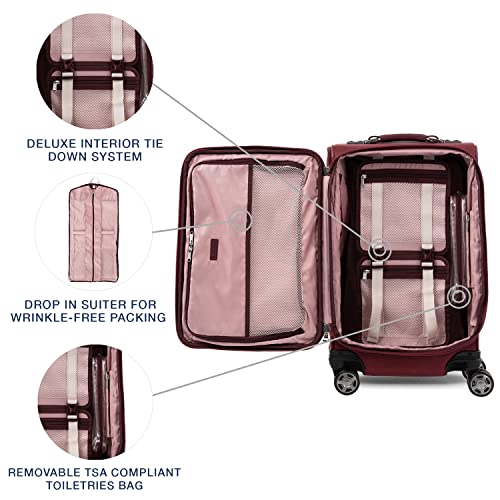 Travelpro Platinum Elite Softside Expandable Carry on Luggage, 8 Wheel Spinner Suitcase, USB Port, Suiter, Men and Women, Bordeaux Red, Carry On 21-Inch