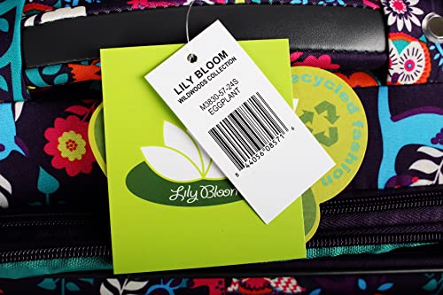 Lily Bloom Designer Under the Seat Tote Cabin Luggage Collection - 15 Inch Patterned Carry on Bag For Women - Lightweight Suitcase with 2 Rolling Wheels (Wildwoods)