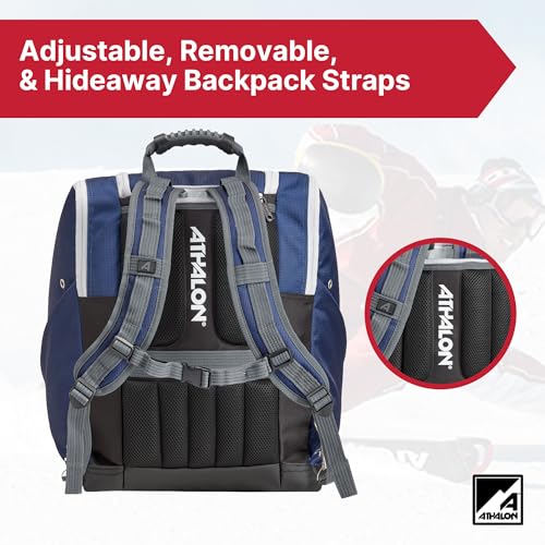 Athalon Everything Ski Boot Bag – Gear Pack with Ventilated Boot Compartments, Waterproof Bottom, Hideaway Helmet Sling, 58.5 Liter Capacity