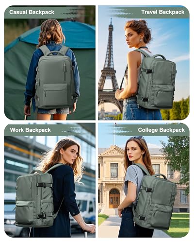 VGCUB Carry on Travel Backpack for Women Men Large Laptop Gym Work Frontier Airlines Personal Item Bag Business Airport Lightweight Backpack Flight Approved Mochilas de Viaje Green