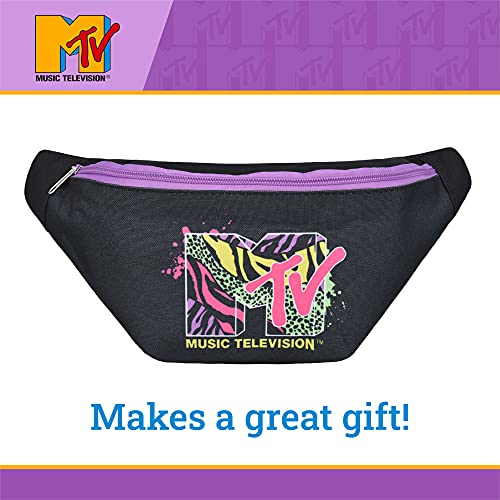 MTV Logo Fanny Pack, Waist Crossbody Bag for Men and Women, Belt Bag, Black