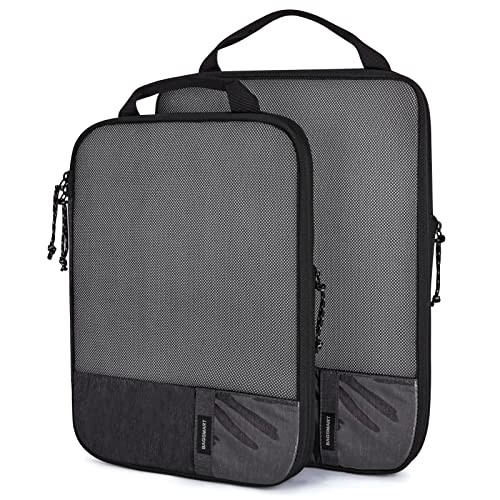 BAGSMART 2 Set Compression Packing Cubes for Travel, Lightweight Luggage Organizer Bags, Durable Space Saver Bags Travel Essentials