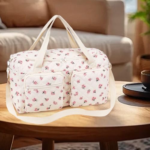 ALINUOYQ Quilted Diaper Bag Tote Cute Large Baby Bag for Mom, Hospital Bags for Labor Delivery, Weekender & Overnight Travel Duffel Bags for Women, Pañaleras para Bebe