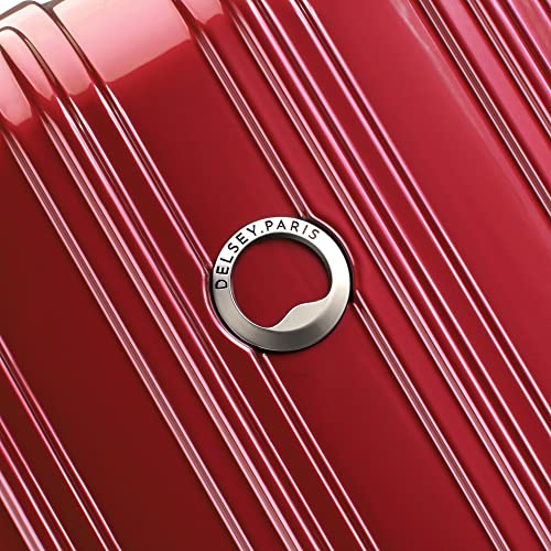DELSEY PARIS Helium Aero Hardside Expandable Luggage with Spinner Wheels, Brick Red, Checked-Medium 24 Inch