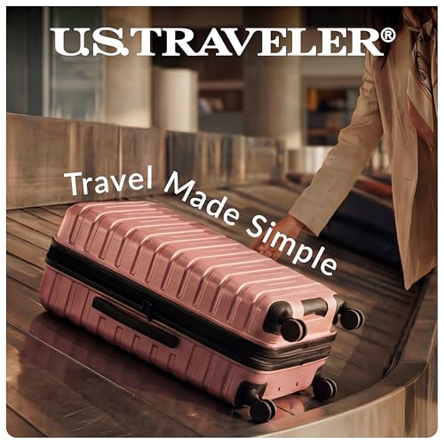 U.S. Traveler Boren Expandable Hardside Rugged Travel Luggage with 8 Spinner Wheels, Teal, Checked-Large 30-Inch