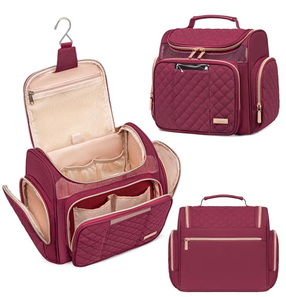 Large Toiletry Bag for Women Men,Bathroom Bag,Water Resistant Shower Bag,Makeup Bag,Toiletry Bags for Traveling,Hanging Toiletry Bag with Transparent Waterproof Phone Pocket (Pink)