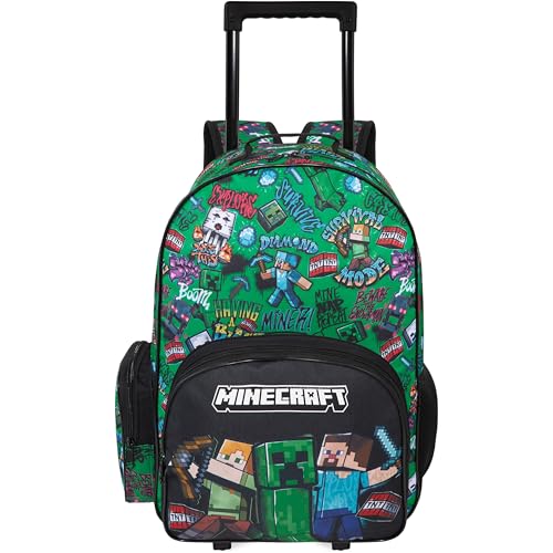 Get Trend Minecraft Boys Rolling Luggage with Wheels, 20.4” Travel Bag