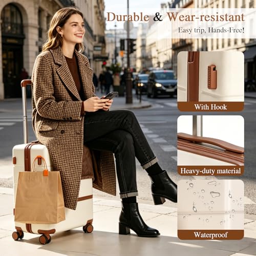 Maungti Luggage Sets, 2 Piece Suitcase set with wheels Tsa Lock 20/24 inchi Hardshell Waterproof Travel Suitcases luggage for Women/Men/Family (White)