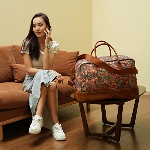 Pretty Colorful Travel Duffel Weekender Bag Overnight Bag Carry On with Shoe Compartment for Women HB-10 (HS)