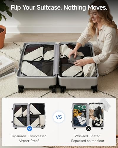 LUGGEX Carry On Luggage and 6 Set Travel Packing Cubes Bundle – Travel Essentials