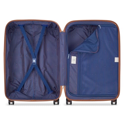 DELSEY PARIS Flanerie SE - Hardside Checked In Luggage 24 Inch - 360° Dual Spinner Wheels - TSA Lock - Lightweight Polycarbonate Travel Suitcase with Vegan Leather, Black