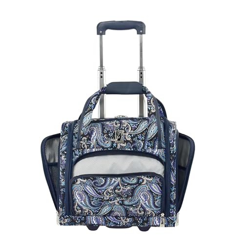 London Fog Mayfair 15 Inch under the Seat Bag, Navy White Paisley