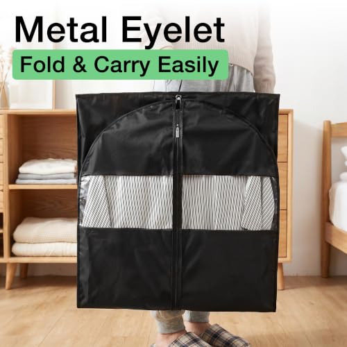 Moucas Dress Bags for Gowns, 65" Long Garment Bags for Hanging Clothes, Foldable Dress Cover with Clear Window, Ideal for Formal Dresses & Coats (Black, 1 Pack)
