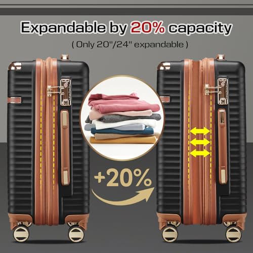 Joyway Luggage Sets 3 Piece,Expandable Hard Shell Suitcase Set with Spinner Wheels, Lightweight Travel Luggage set with TSA Lock(Black, Luggage Sets 5 Piece)