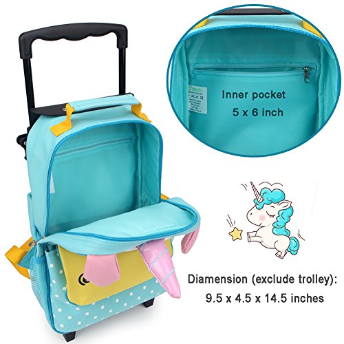 yodo Zoo 3-Way Kids Suitcase Luggage or Toddler Rolling Backpack with wheels, Small Unicorn