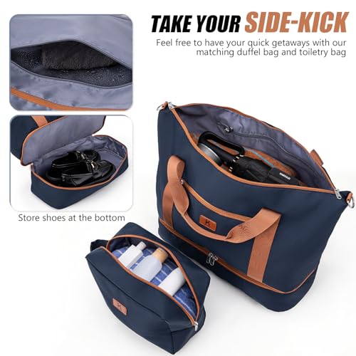 KUNEL Expandable 5 Piece Luggage Sets with Detachable Spinner Wheels and TSA Lock, Unisex Hardside ABS Suitcase Set, Hardshell Lightweight Waterproof Travel Hard Case Suitcases with Wheels, Darkblue