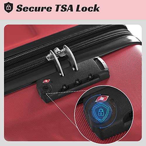 Merax Luggage Set 3 Piece Expandable Lightweight Spinner Suitcase with Corner Guards (Red.)