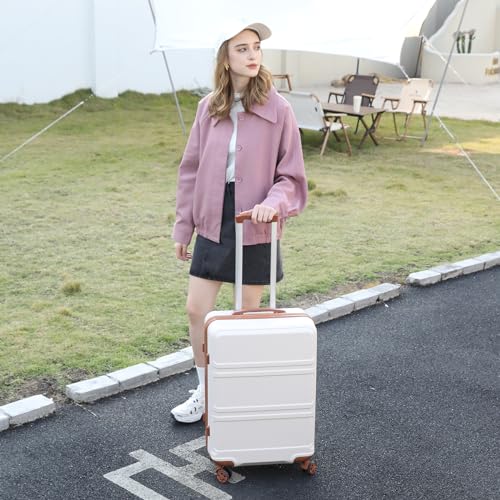 Kono 28 Inch Luggage Expandable Suitcase with Spinner Wheels TSA Lock Lightweight PC+ABS Hardside Large Checked Luggage Durable Rolling Suitcase Cream White