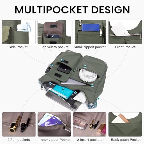 CLUCI Purses for Women, Anti Theft Crossbody Bags for Woman Travel, Water-Resistant Nylon Shoulder Handbags-Multiple Pockets