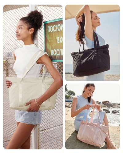 BAGSMART Tote Bag for Women, Tote Bag with Zipper Work Tote with Compartments Nurse Shoulder Hanbag for Travel, Gym