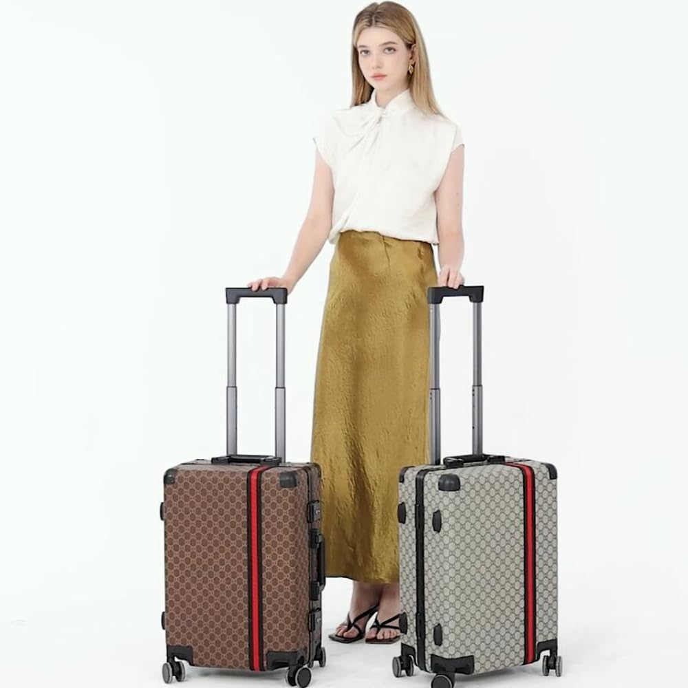VH&GRED Fashionable & Durable Leather Suitcase - Lightweight Large Travel Luggage for Women with 4 Spinner Wheels, TSA Lock, Water-Resistant Elegant Design