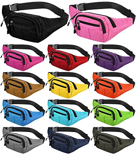 Kajaia 14 Pcs Fanny Pack Bulk 80s 90s Waterproof Crossbody Waist Bag Traveling Running Exercise Waist Pack with Adjustable Belt Holographic Bum Bag for Women Men Travel Rave(Novelty Style,Colorful)