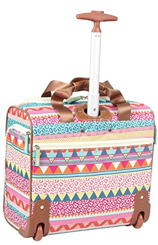 Lily Bloom Designer 15 Inch Carry On - Weekender Overnight Business Travel Luggage - Lightweight 2- Rolling Wheels Suitcase - Under Seat Rolling Bag for Women (On the Prowl)
