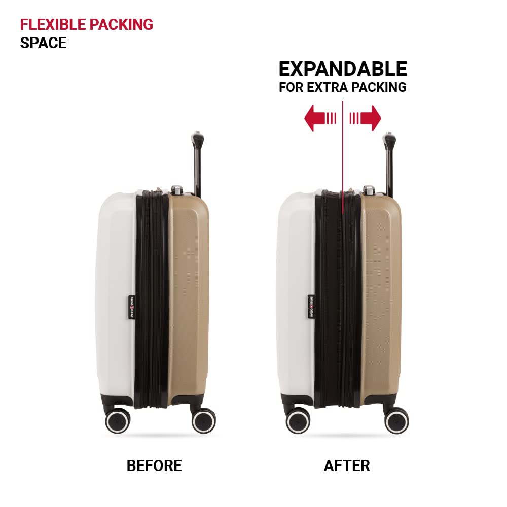 SwissGear Duet Expandable Luggage, Hard Shell Carry-On Luggage with Spinner Wheels