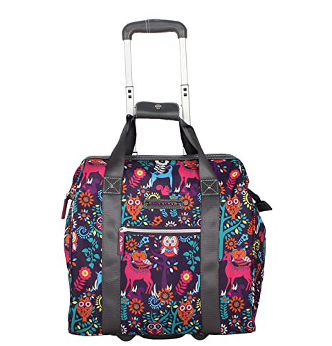 Lily Bloom Designer Under the Seat Tote Cabin Luggage Collection - 15 Inch Patterned Carry on Bag For Women - Lightweight Suitcase with 2 Rolling Wheels (Wildwoods)