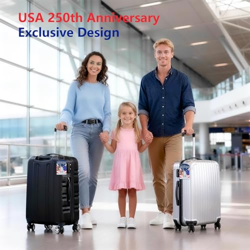 USA 250th Anniversary Luggage Tags (2 Pack) - Patriotic Liberty Bell & Statue of Liberty Suitcase Tags for Travel, 4th of July Decorations Travel Accessories