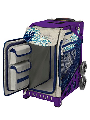 ZUCA Great Wave Sport Insert Bag with Purple Frame, and Special Set of 5 Packing Pouches + Toiletry Bag Bundle