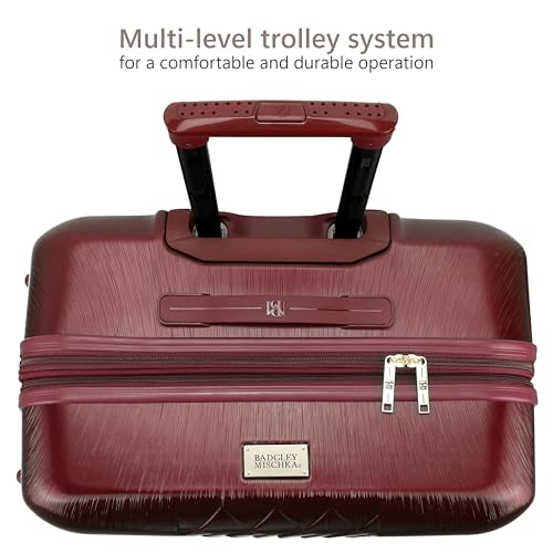 Badgley Mischka Diana Expandable Chic 3-Piece Luggage Set with Spinner Wheels - Burgundy