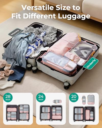 BAGSMART Compression Packing Cubes for Travel, Lightweight Luggage Organizer Bags, Durable Space Saver Bags Travel Essentials, 6 Set