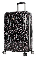 Betsey Johnson 26 Inch Checked Luggage Collection - Expandable Scratch Resistant (ABS + PC) Hardside Suitcase - Designer Lightweight Bag with 8-Rolling Spinner Wheels (Paris Love)