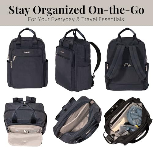 Baggallini Commuter Laptop Backpack - Lightweight 15x11 Travel Backpack w/RFID & Luggage Sleeve