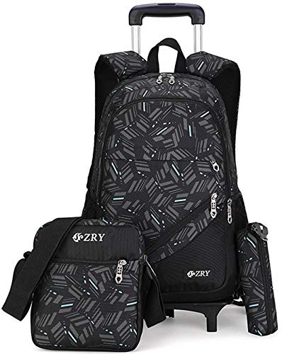 Meetbelify 3pcs Kids Rolling Backpacks Luggage Six Wheels Trolley School Bags ... (Gray)