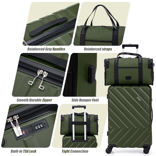 Eeeza Luggage Sets 3 Piece,Suitcases with Wheels,Carry On Luggage Set 22x14x9 Airline Approved,Hardshell Luggage Sets With TSA Lock,20 Inch Carry On Suitcase