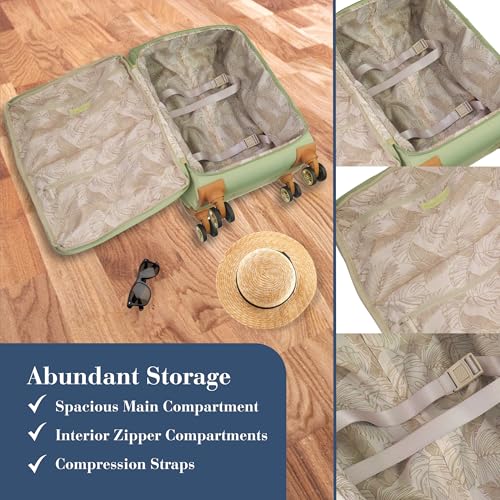 Tommy Bahama 30 Inch Rolling Luggage, Soft Sided Suitcase with Spinner Wheels, Sage