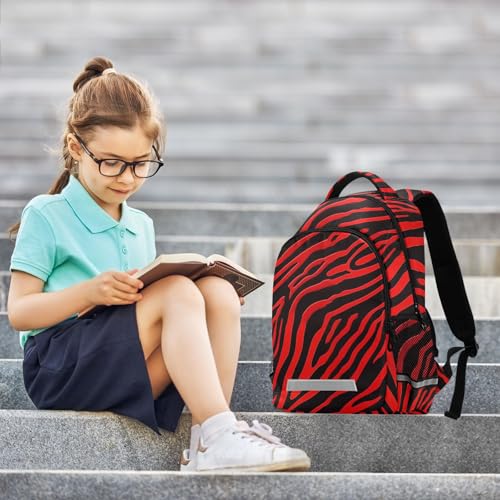 KLL Red zebras Tigers Animal Print carry on backpacks for kids with big bookbags for elementary para bebes varon