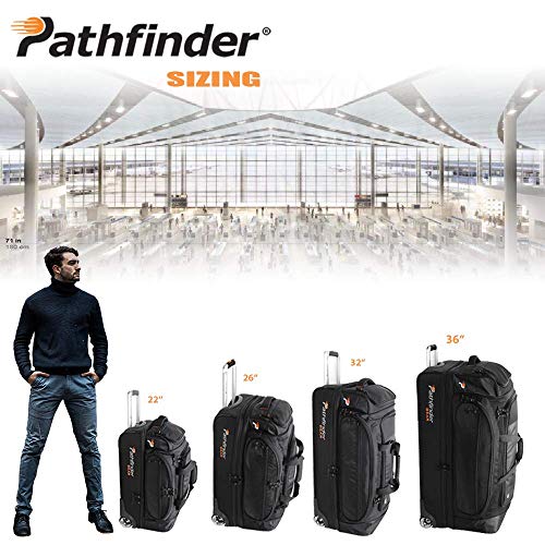 Pathfinder Gear 26 Inch Rolling Drop Bottom Duffel, Black, One Size