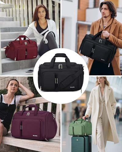 MILADA Underseat Carry On Luggage Bags for Travel Lightweight Foldable Carry On Bags for Airplanes Small Duffle Bag for Men Women TSA Approved Underseat Bag Travel Tote Bags, Black