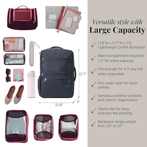 Baggallini Modern Convertible Travel Backpack - Lightweight 11.8"x17.7"x 8.5" Duffel Weekender w/Laptop Pocket
