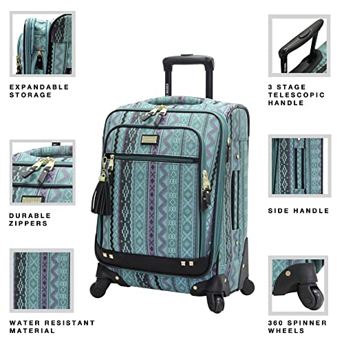 Steve Madden Designer Luggage Collection - 3 Piece Softside Expandable Lightweight Spinner Suitcase Set - Travel Set Includes an Under Seat Bag, 20-Inch Carry on and 28-Inch Checked Suitcase, Legends