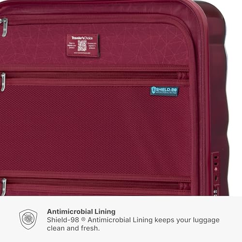 Traveler's Choice Edinburgh II Hardside Spinner Luggage, TSA Lock, Red, 21" Carry-on