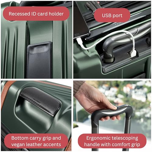 Ricardo Beverly Hills Montecito 2.0 Hardside with Dual Spinning Wheels, Expandable with Comfort Grip for Easy Packing and Moving, Men and Women, Hunter Green, Check-In Medium 25-Inch