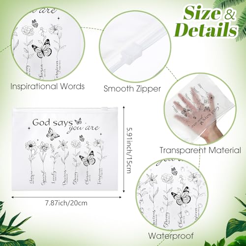 Reginary 50 Pcs Inspirational Gifts Bulk for Women Cosmetic Bag EVA Makeup Bag with Zipper for Birthday Employee Coworker Colleague Staff Encouragement Motivational Presents(God Says)