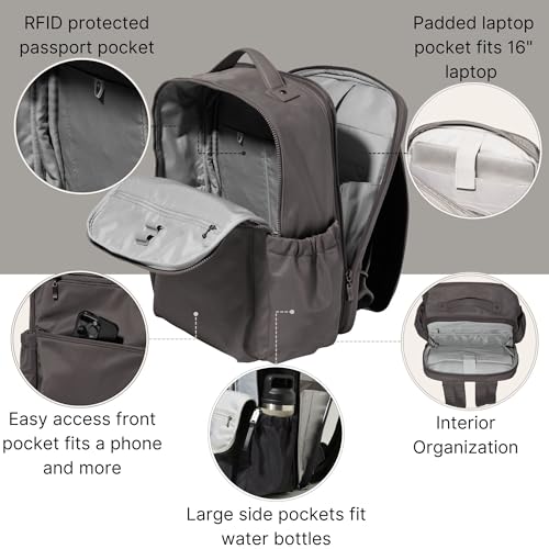 Baggallini Tribeca Expandable Laptop Backpack - 15"x11" Lightweight RFID Computer Bag for Work & Travel with Luggage Sleeve