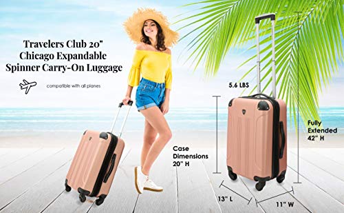 Travelers Club Chicago Hardside Expandable Spinner Luggage, Purple, 22" Carry-On
