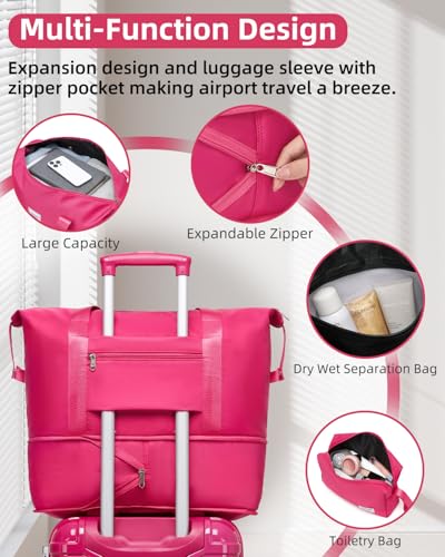 LARVENDER Luggage Sets 6 Piece Hardside Expandable Suitcase with Wheels TSA Lock Double Spinner Wheels, PC+ABS Multicolor Lightweight Travel Luggage Sets for Women, Berry Sparkling